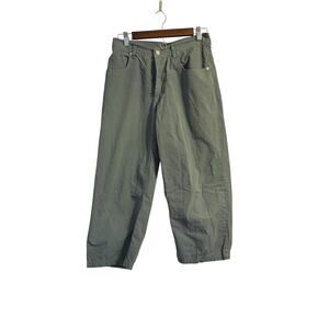 Blue Dot Women’s Green Cotton Wide Leg Pants Size 30 Casual Utility Style